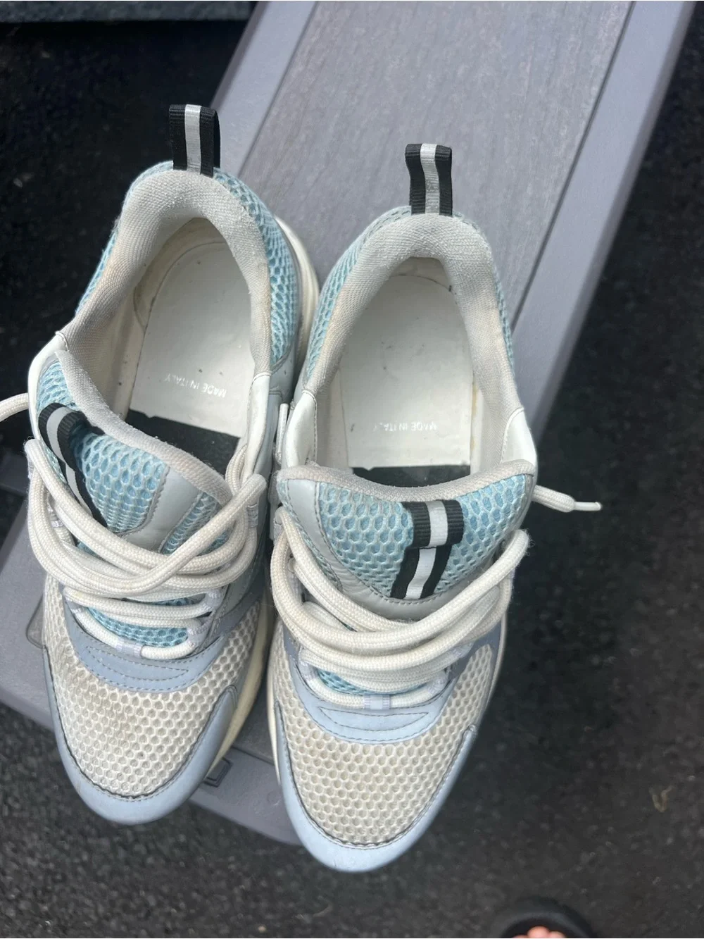 Men's Christian Dior B22 Sneakers Lace Up Shoes Color White /Blue/Gray Size 41